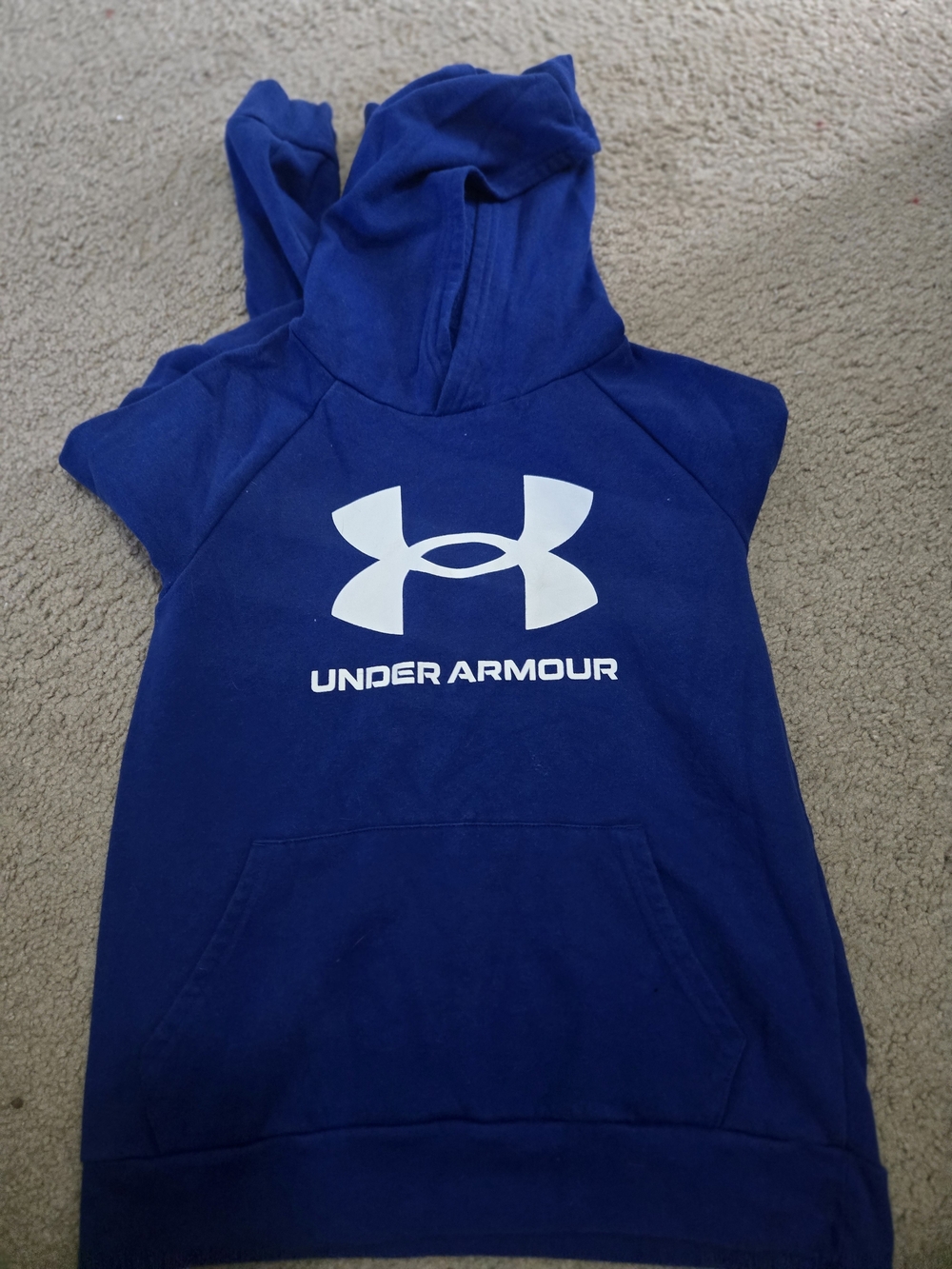 Under Armour Royal Blue Sleeveless Hoodie with White Logo